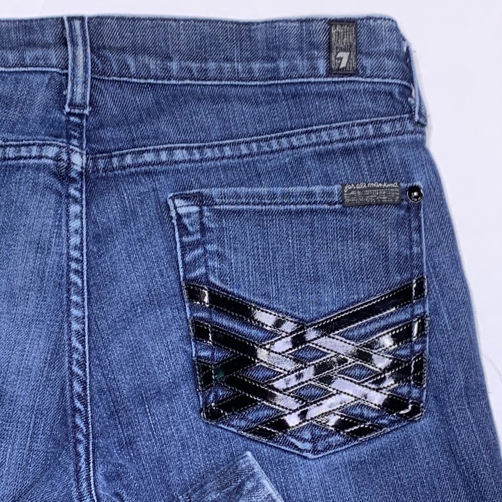 7FAMK Dojo flare jeans 27” x 31” 10” flair organically destressed hem